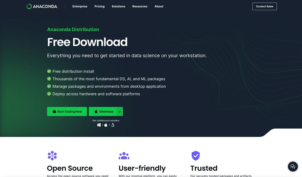 The Anaconda Distribution Download page (at time of writing) | academy.digilab.co.uk