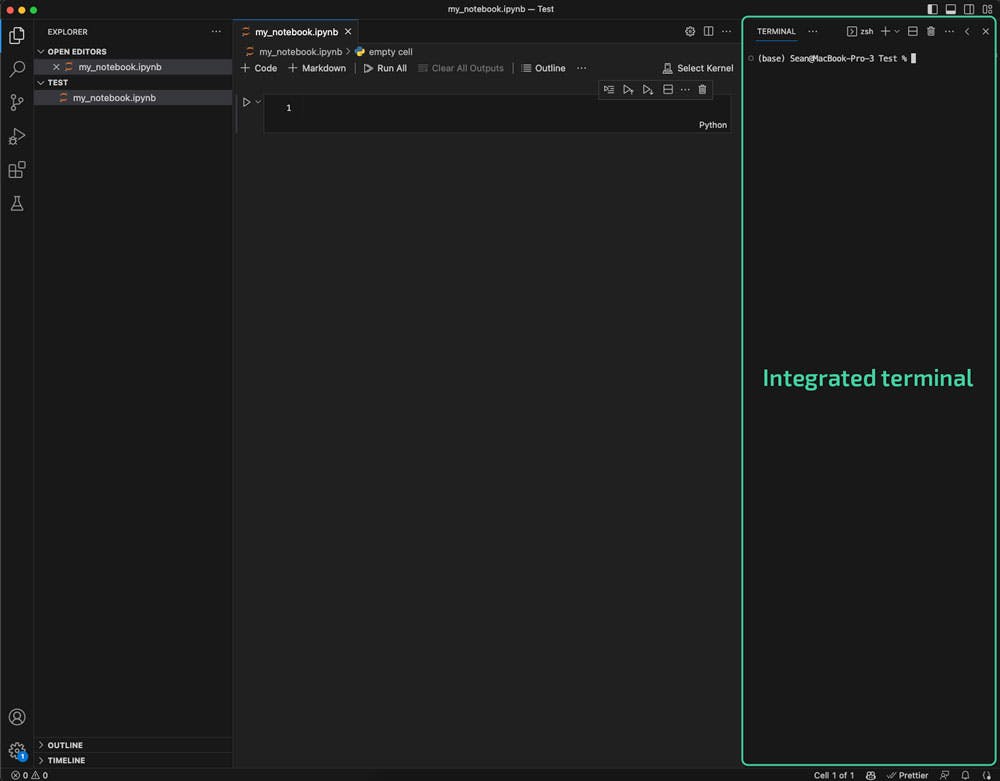 VS Code with integrated terminal | academy.digilab.co.uk