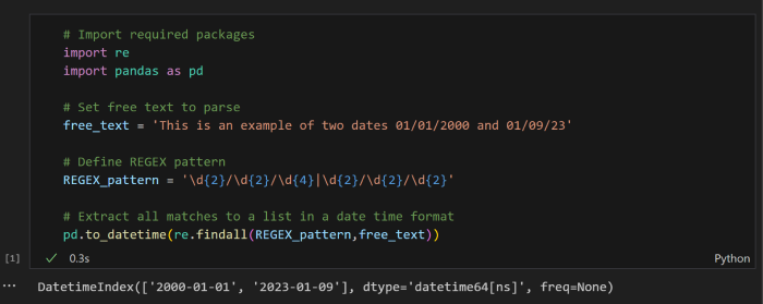 REGEX code to extract differing date formats and return in the same format implemented in Python using the RE package