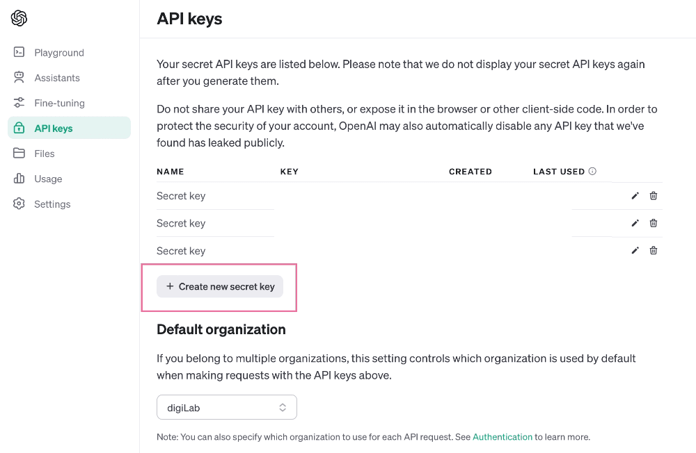 Figure 4. API key